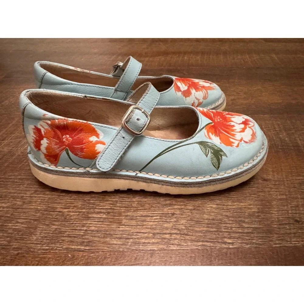 Vintage Y2K Naturino Floral Leather Mary Jane Shoes Girls EU 30